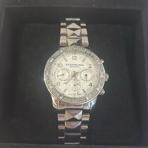 Stuhrling Silver Watch with Swarovski Crystals